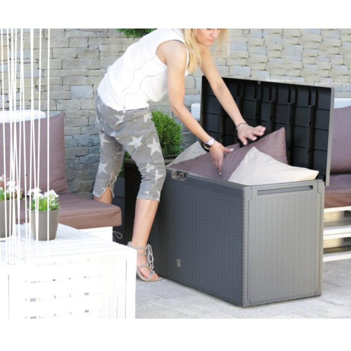 Prosperplast Rato Plus 290L Garden Box and Seat 2in1 Anthracite & Brown