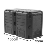 Prosperplast IKLM800C-S411 Double Composter Modular Compost Bin for Garden, 800L, Black