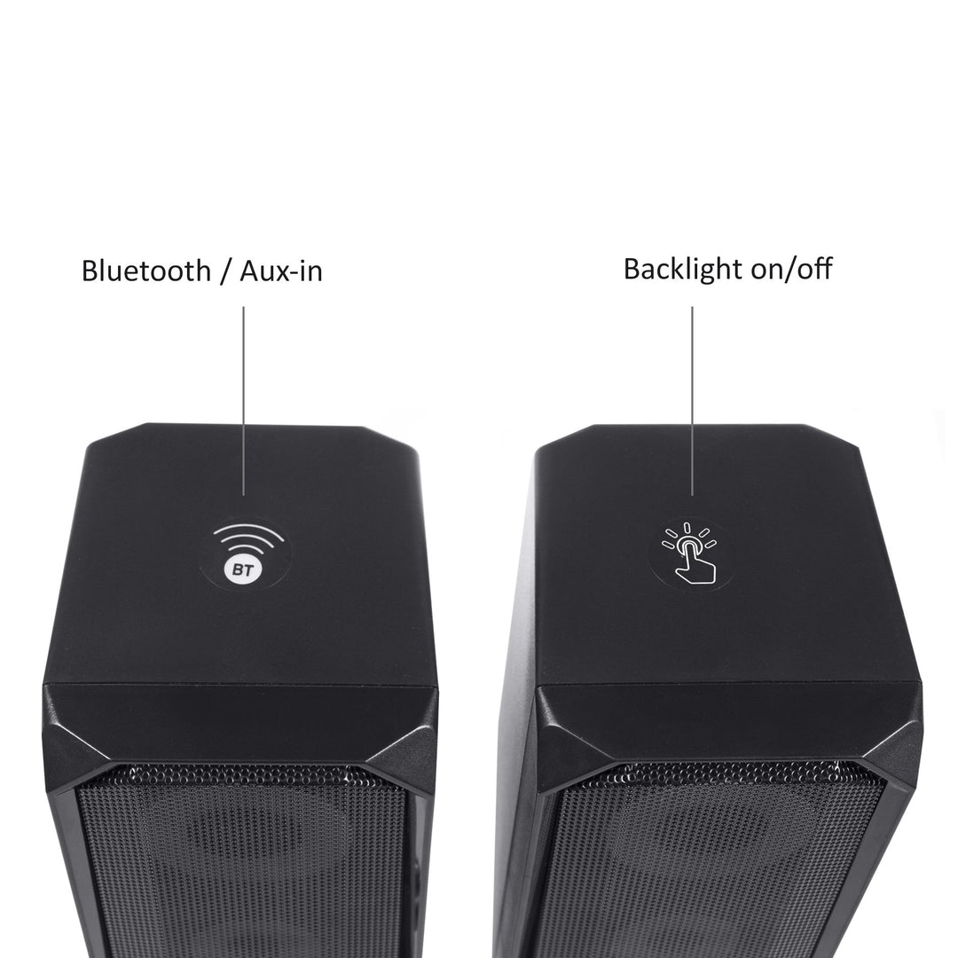 Audiocore AC845 Bluetooth 5.0 Computer Speakers, 3.5mm Mini Jack, AUX, USB 5V 6W - Touch Control Black