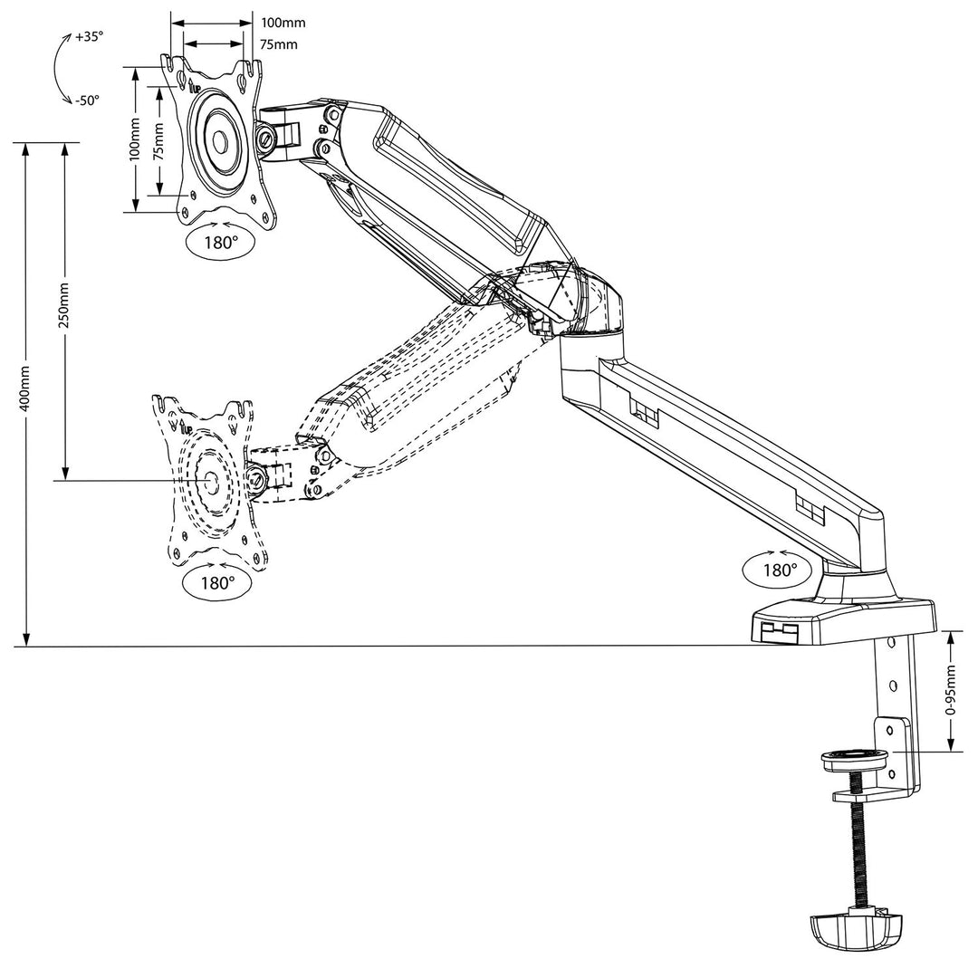 Maclean MC-860 Monitor Desk Mount Bracket Stand Holder LED LCD Universal 13" - 27" VESA 8kg