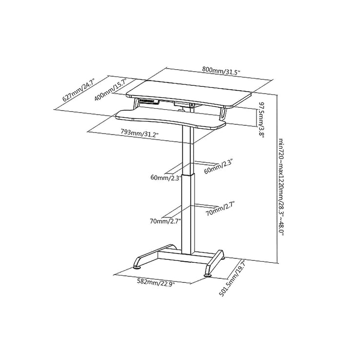 Maclean MC-835 Portable Desk Electric Height Adjustable 72 -122cm max. 37 kg Control Panel Sit Stand Work Station