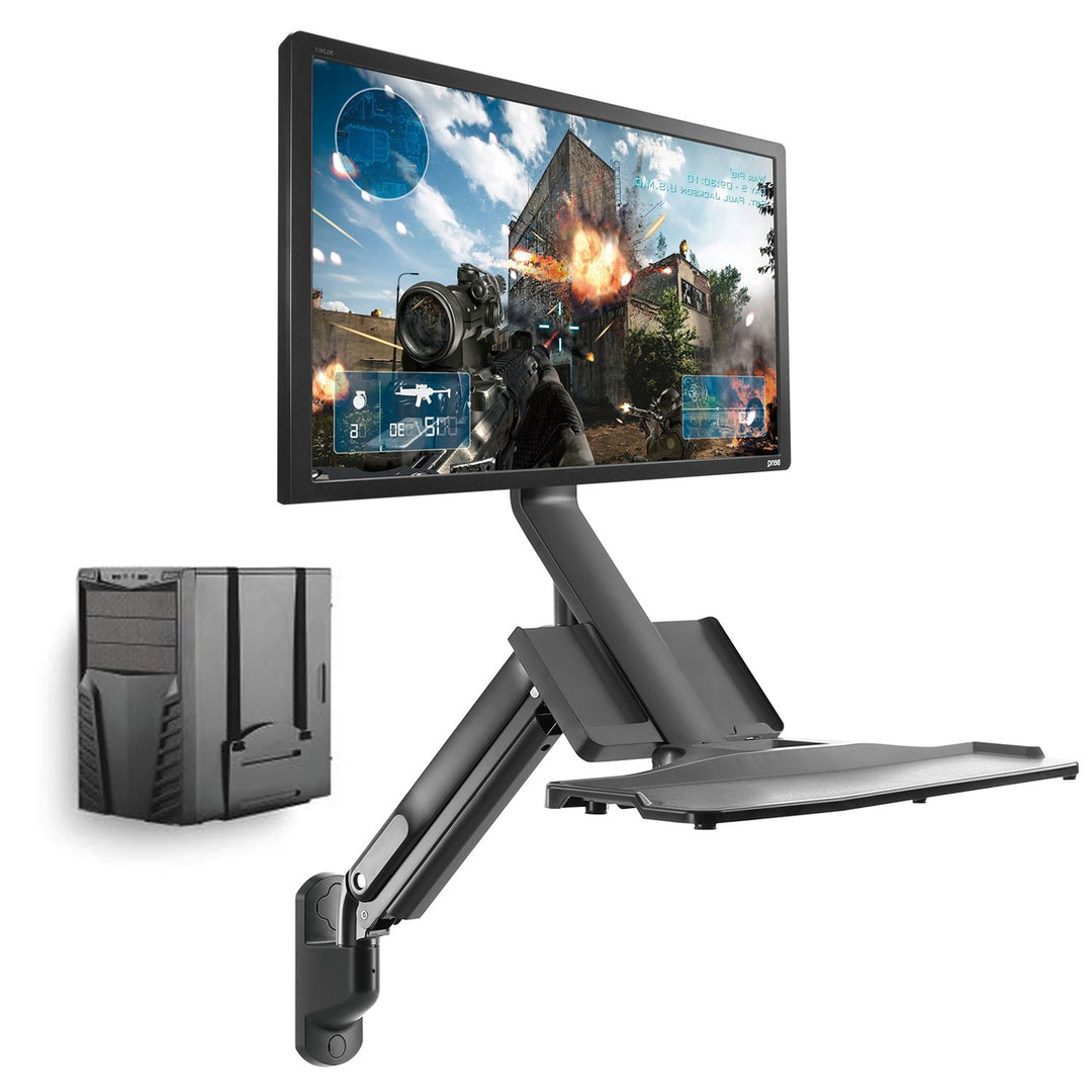 Maclean MC-838 3in1 Monitor Keyboard & PC Bracket Computer Holder Wall Mount Tray 17" - 32" VESA