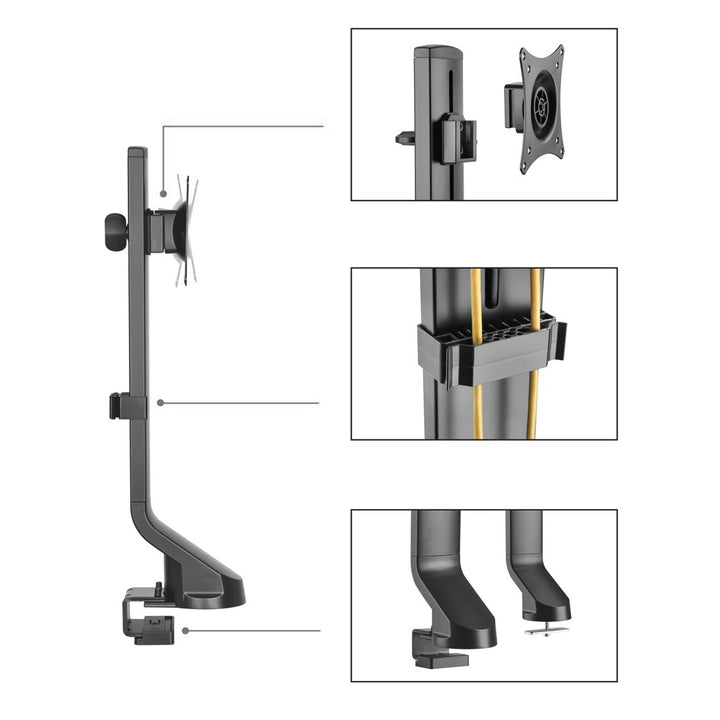 Maclean MC-853 Monitor Bracket Desk Mount Universal Holder 17" - 32" 8kg LCD LED Adjustable 180-Degree Rotation