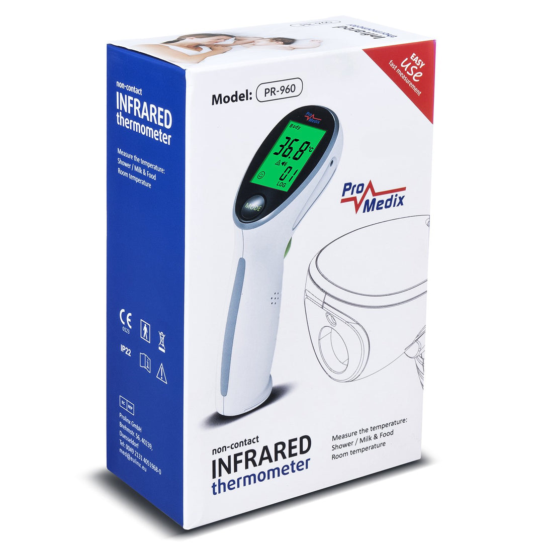 Promedix PR-960 Non-Contact Infrared Medical Thermometer, Battery Operated, for Body and Surface, Multipurpose