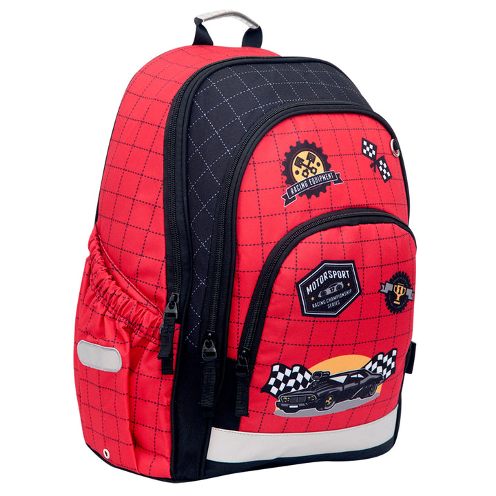 Hama school backpack, contoured back, reflectors, Racer