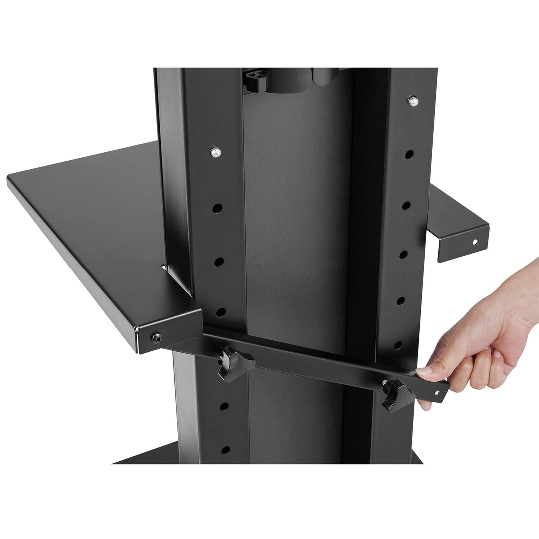 Maclean MC-865 Professional Modern TV Floor Stand with a Shelf for 37" - 70"  Screens, max load 40kg, max VESA 600x400, Adjustable height, TV Entertainment Station