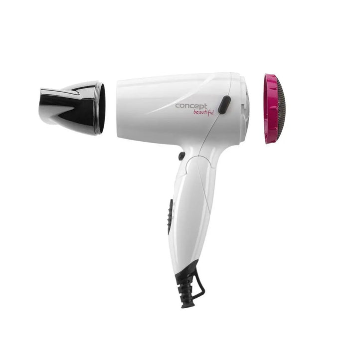 Concept Hair Dryer Compact Size 2 Power Levels Adjustable Temperature Folding Handle 1500W