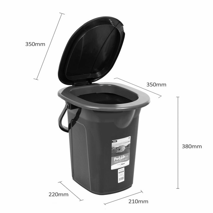 Toilet Bucket Portable Camping Toilet WC Bucket 19L Capacity with Handle and Seat, Black & Navy Blue