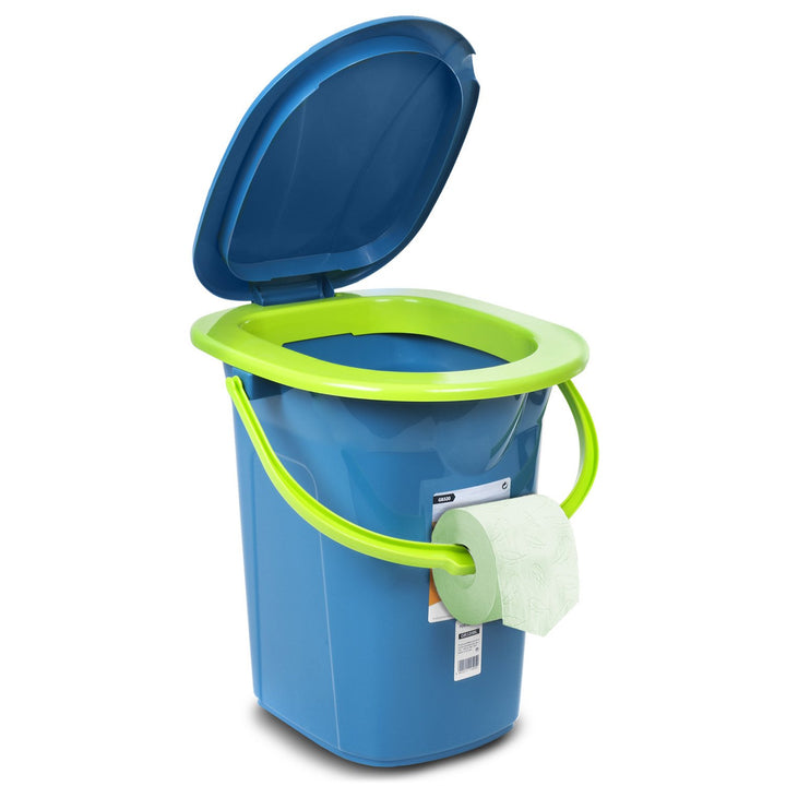 GreenBlue GB320BL Portable Travel Toilet Bucket Seat Camping Festival Handle Lid Durable Stable19L