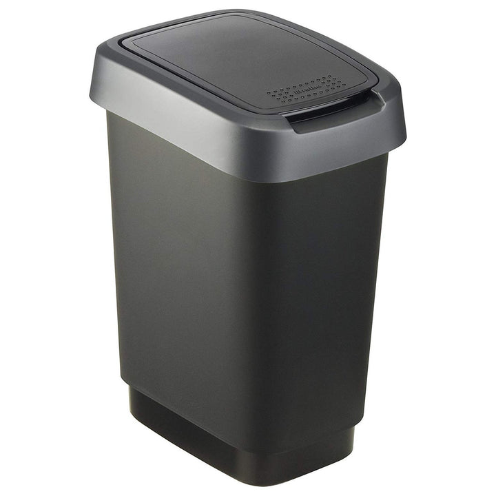 Swing bin Rotho Twist 10L black and silver