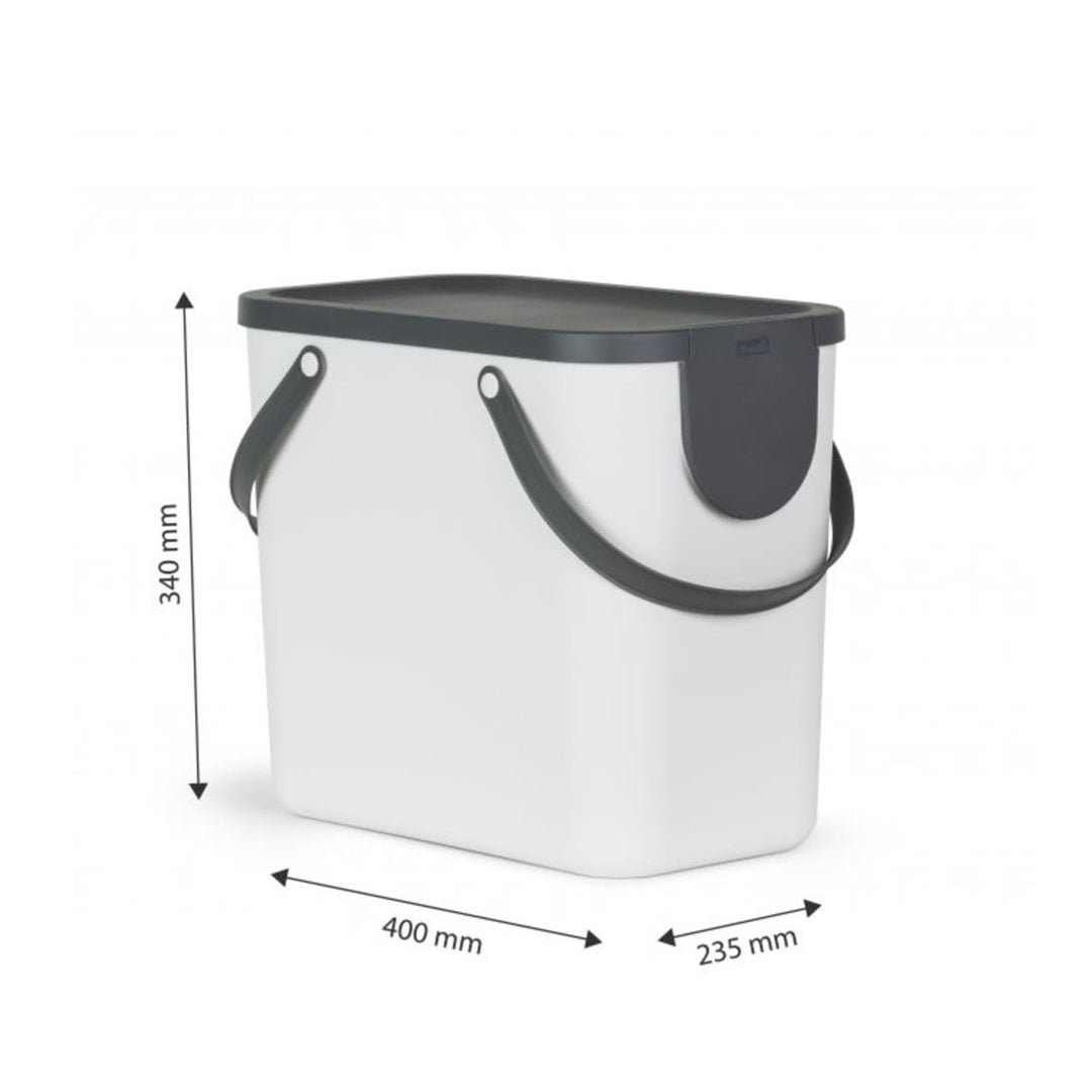 Sorting bin Rotho Albula 25L white 1024901023 Stackable Waste Bin Eco Friendly Recycling