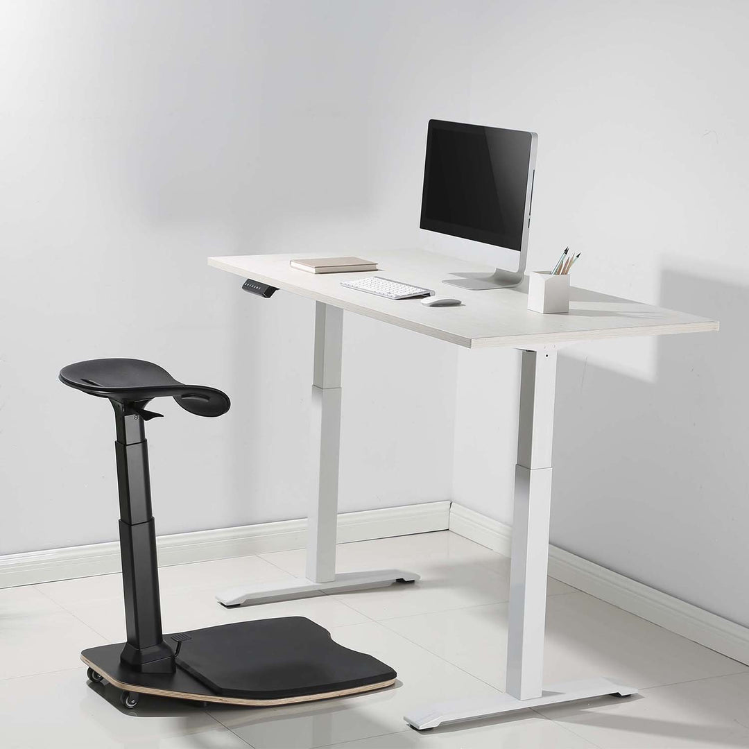 Maclean MC-872 Ergonomic Office Stool with Height Adjustment, Standing Stool, Back Support Arm Support Back Straight Spine Ergonomic Office Work