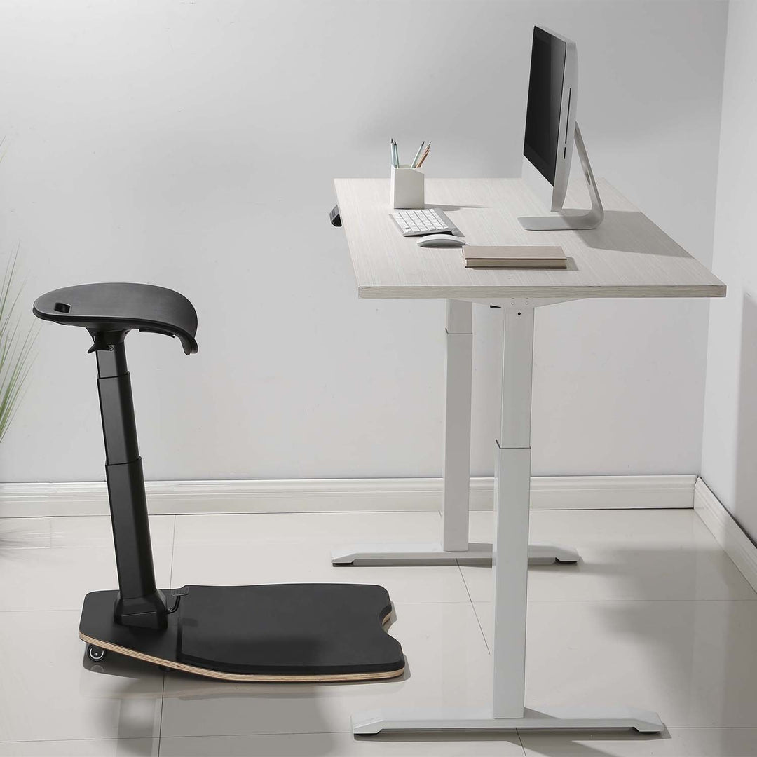 Maclean MC-872 Ergonomic Office Stool with Height Adjustment, Standing Stool, Back Support Arm Support Back Straight Spine Ergonomic Office Work