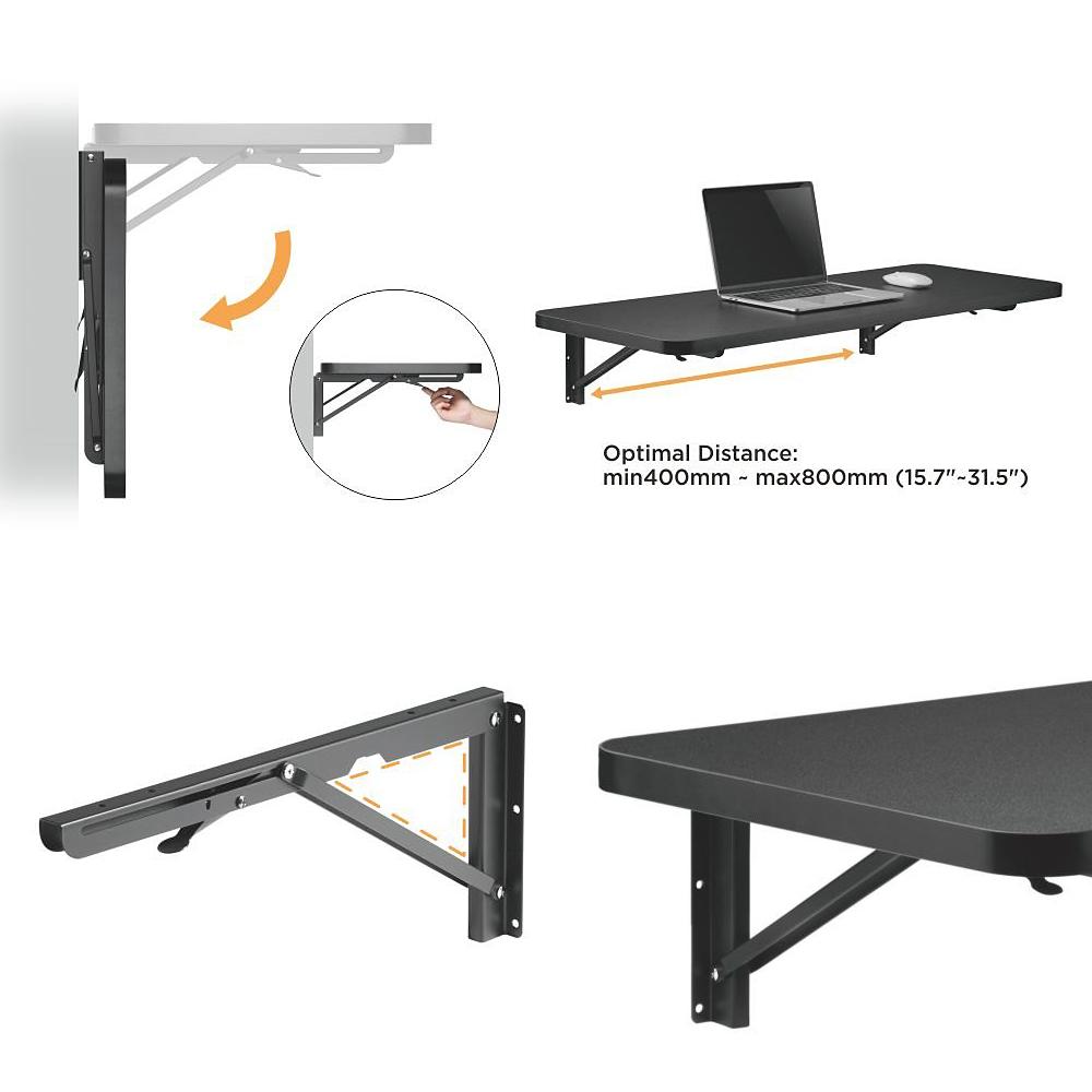 Maclean MC-876 Wall Brackets Folding Shelf Mount Table 50kg Solid Set  Assembly Elements