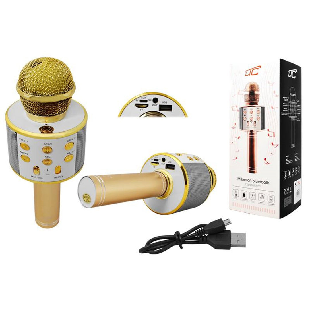 Micreafón LTC MIC100 Bluetooth le Cainteoir Insuite - GOLD - Laghdú Torainn Modhnú Gutha Cábla USB