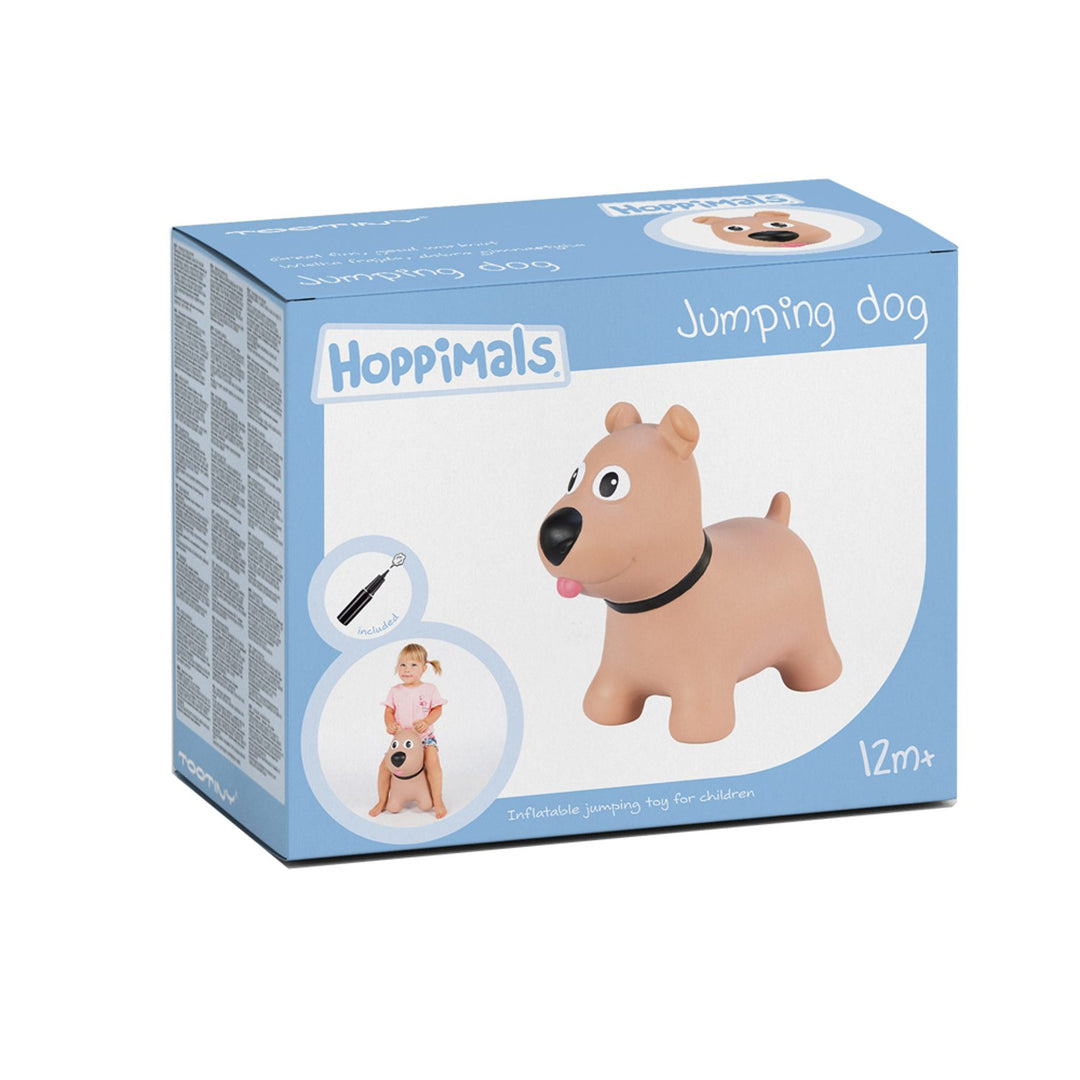 Hoppimals Brown Dog Rubber Léim Spás Hopper Geansaí Bréagán le Caidéal