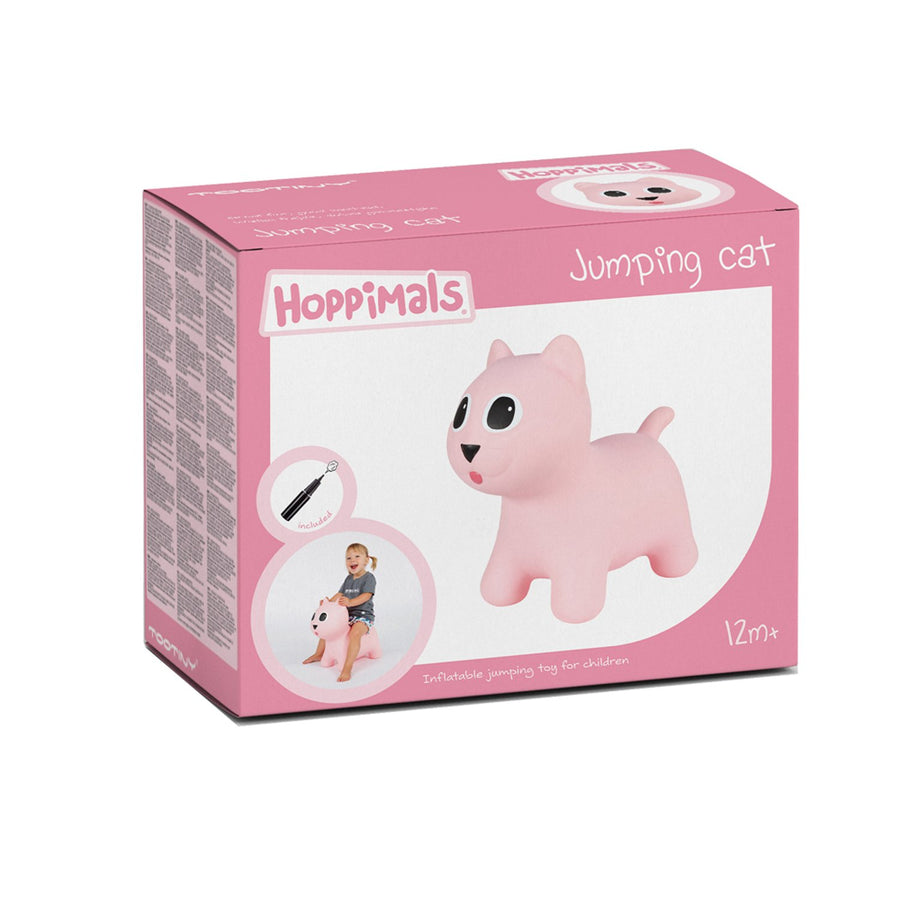 Hoppimals Pink Kitty Cat Rubber Jumping Space Hopper Jumper Toy with Pump
