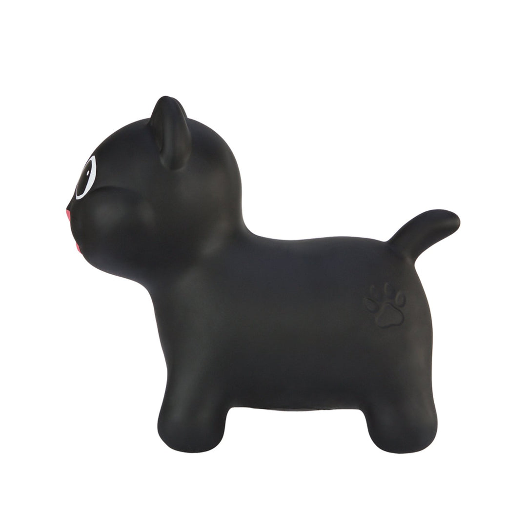 Hoppimals Black Kitty Cat Rubber Léim Spás Hopper Geansaí Bréagán le Caidéal