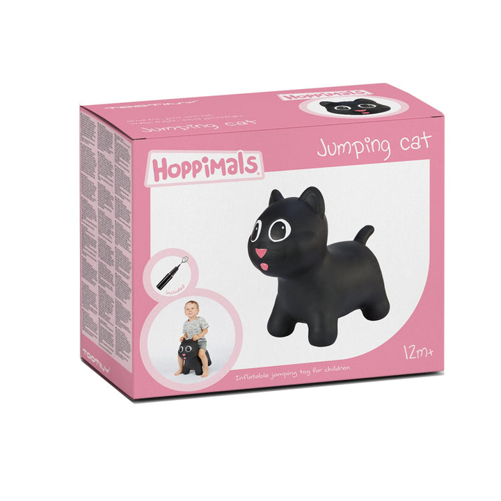 Hoppimals Black Kitty Cat Rubber Jumping Space Hopper Jumper Toy with Pump