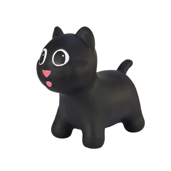 Hoppimals Black Kitty Cat Rubber Léim Spás Hopper Geansaí Bréagán le Caidéal