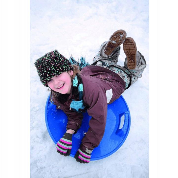 Kids Round Slide Plastic Snow Sledge Super Speed Handle Large Winter Resistant