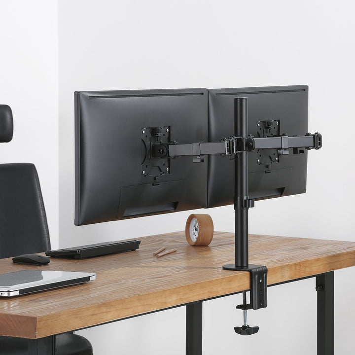 Maclean Brackets MC-884  Double Desk Bracket For 2 Monitors LCD Adjustable Gaming Office VESA 7'' - 32"