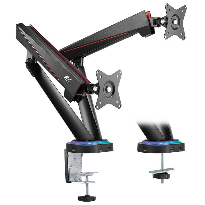 NanoRS RS887 Gaming Bracket for 2 LCD Monitors Holder 17'' - 32" 2x 8kg VESA USB LED Backlight