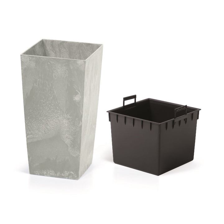 Flower pot with insert Urbi Square Beton DURS265B-422U - color and pattern imitating concrete