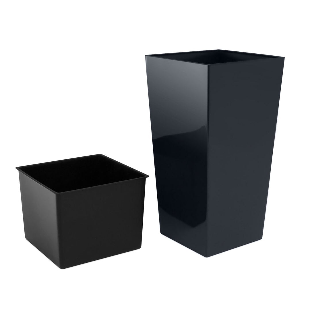 Flower pot with insert Urbi Square DURS140-S433 - anthracite color