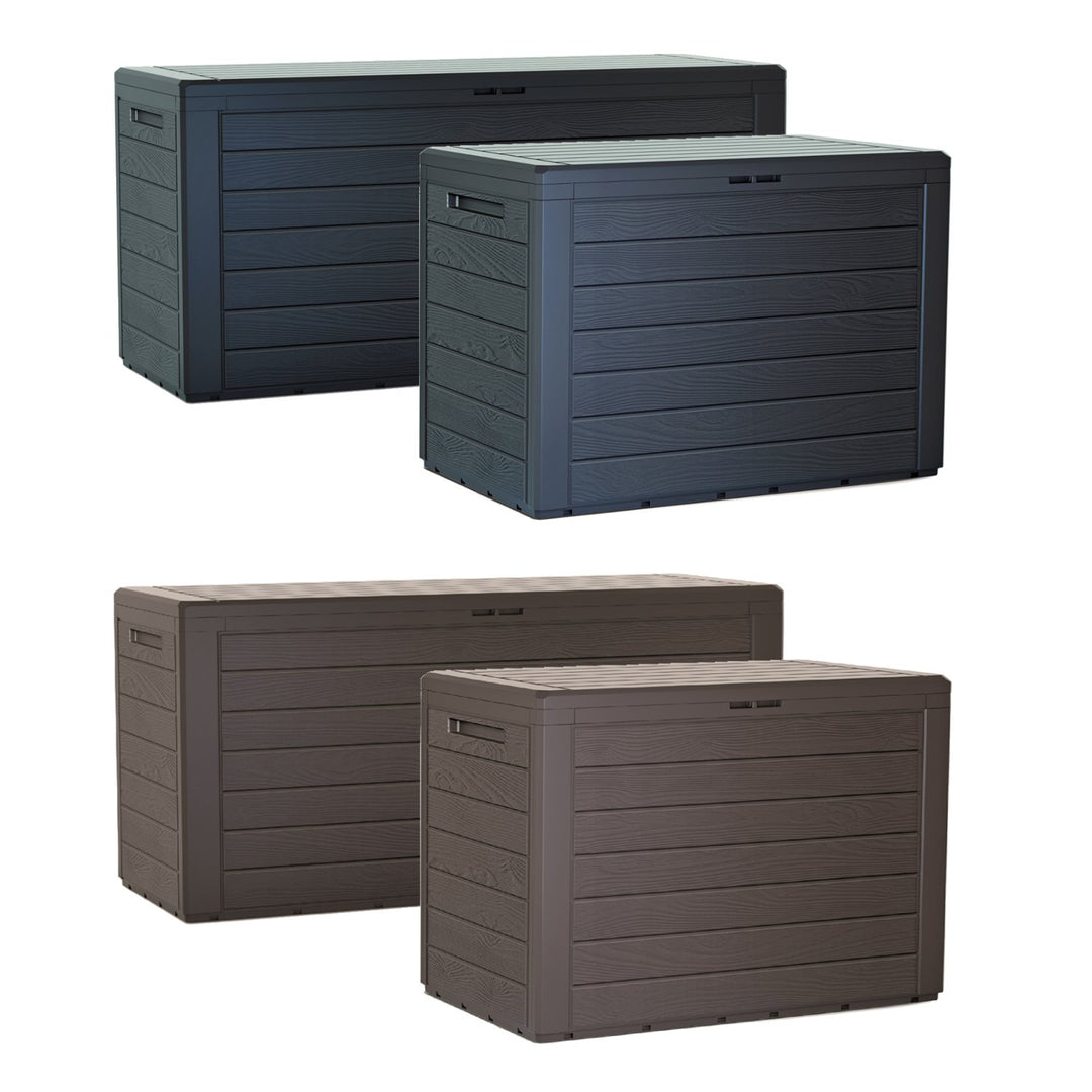 Woodebox 190L Garden Storage Box 190L in Anthracite Dark Grey Deck Chest Wood Design