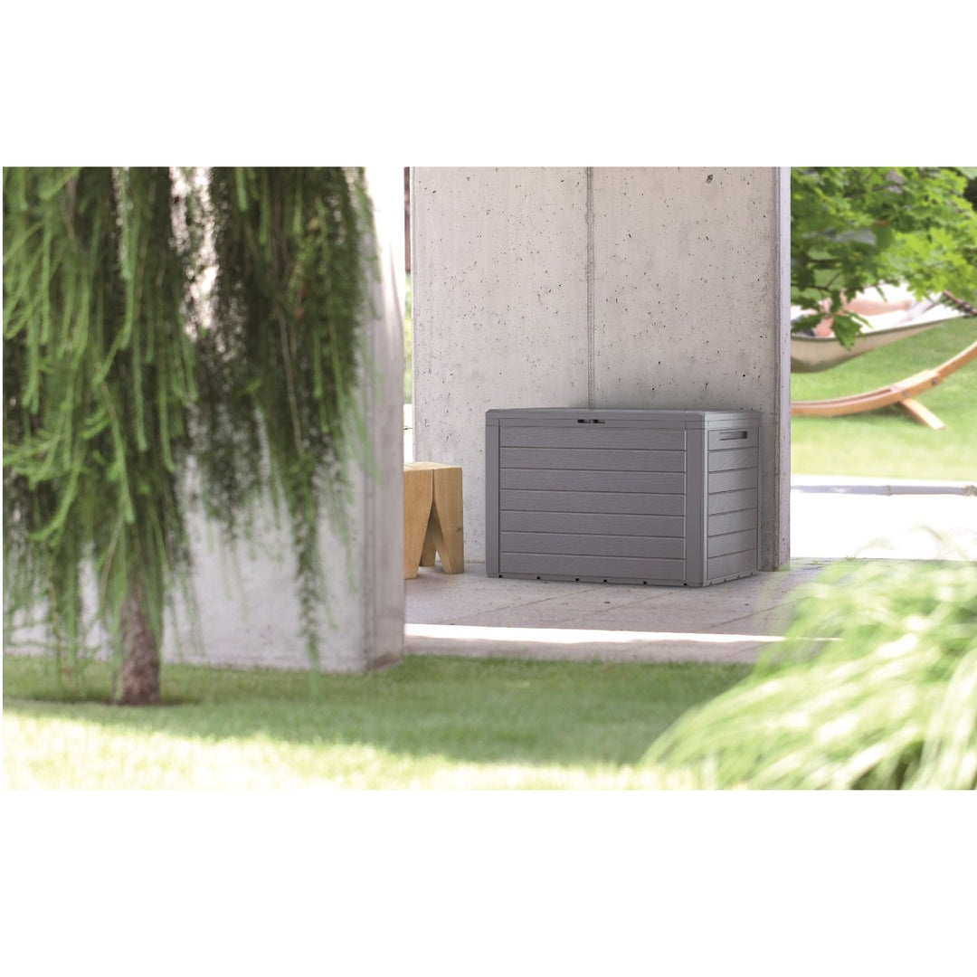 Woodebox 190L Garden Storage Box 190L in Anthracite Dark Grey Deck Chest Wood Design