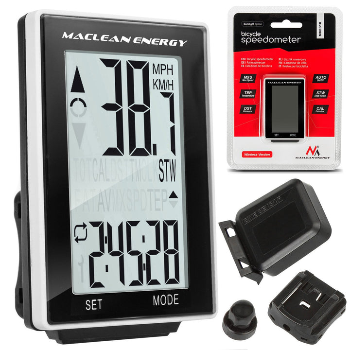 Maclean Energy MCE310 16in1 Wireless Bike Computer, Easy-to-Read Display with Backlight