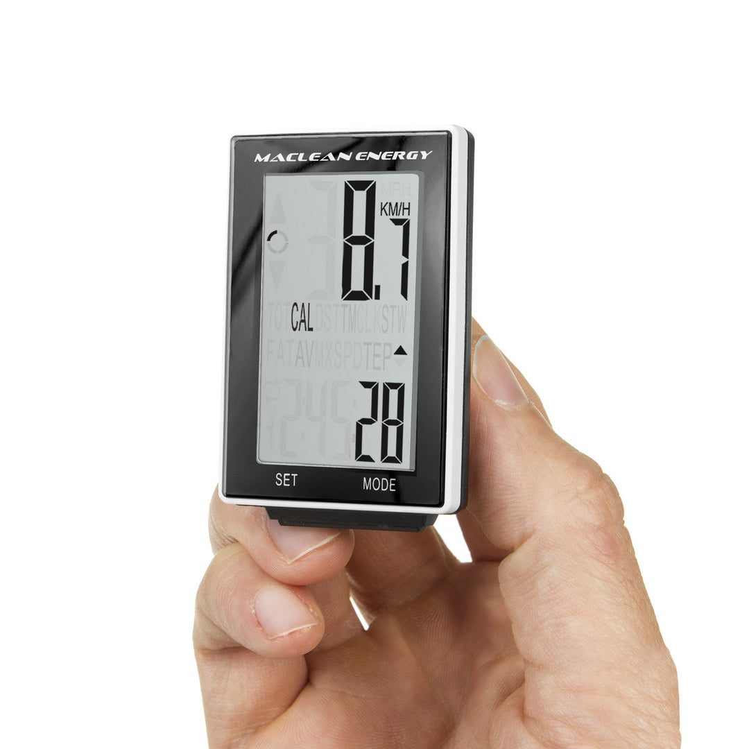 Maclean Energy MCE315 16in1 Wired Bicycle Computer Speedometer, Easy to Read Display with Backlight