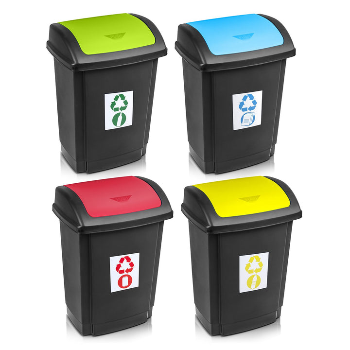 Plast Team Swing 25L Black and Yellow Plastic Waste Container perfect for Recycling