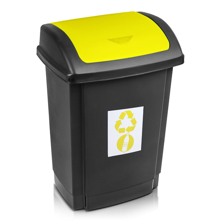 Plast Team Swing 25L Black and Yellow Plastic Waste Container perfect for Recycling