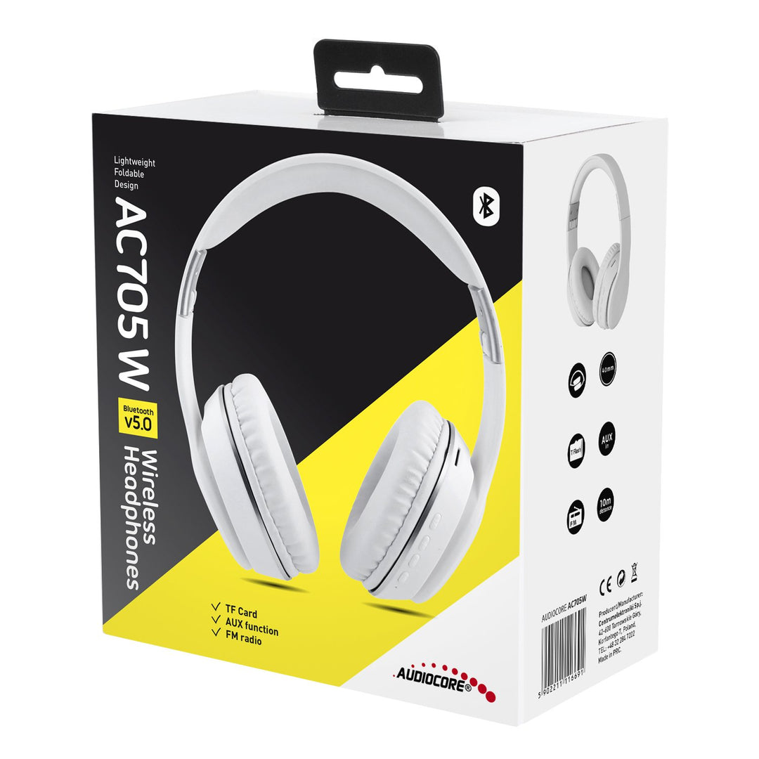 Wireless V5.0 + EDR headphones Audiocore AC705 W white