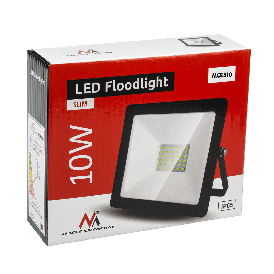 Maclean Energy MCE510 LED slim 10W floodlight, 800lm Neutral White (4000K) NW, IP65, PREMIUM