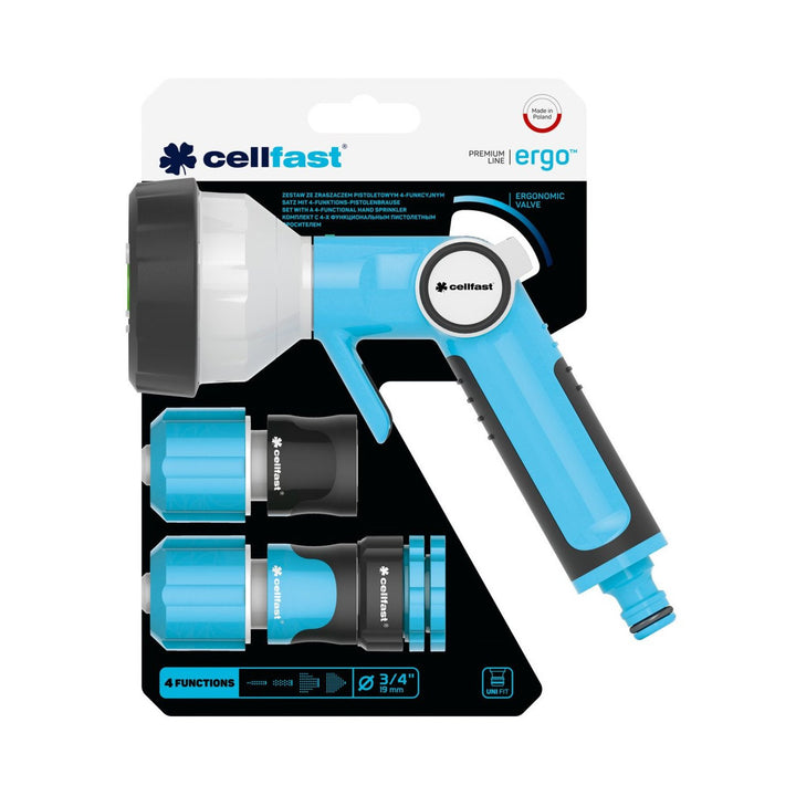 Set with 4-function pistol sprinkler 3/4 "Cellfast Ergo