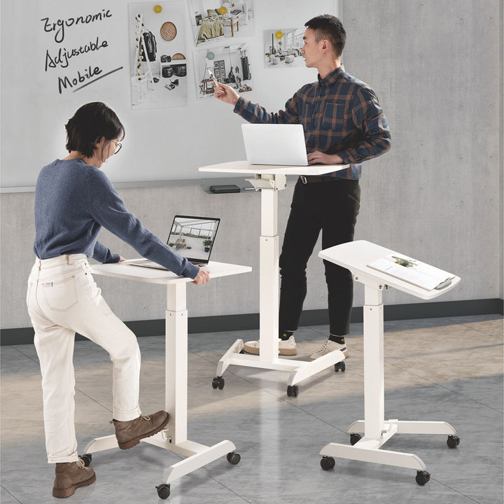 Laptop Desk Ergonomic Stand Sit Table Height Adjustable Wheels Home Office Portable