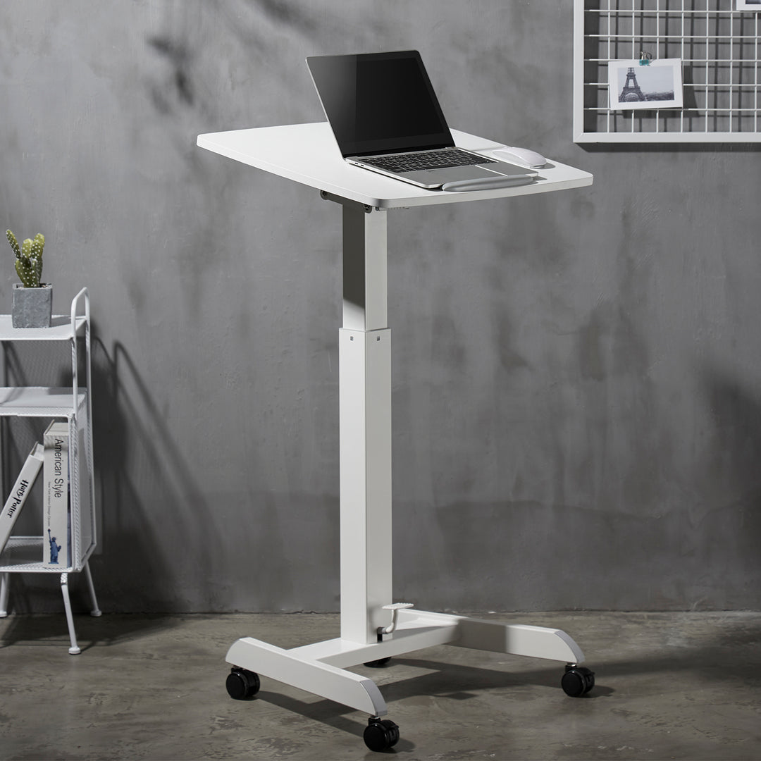 Laptop Desk Ergonomic Stand Sit Table Height Adjustable Wheels Home Office Portable