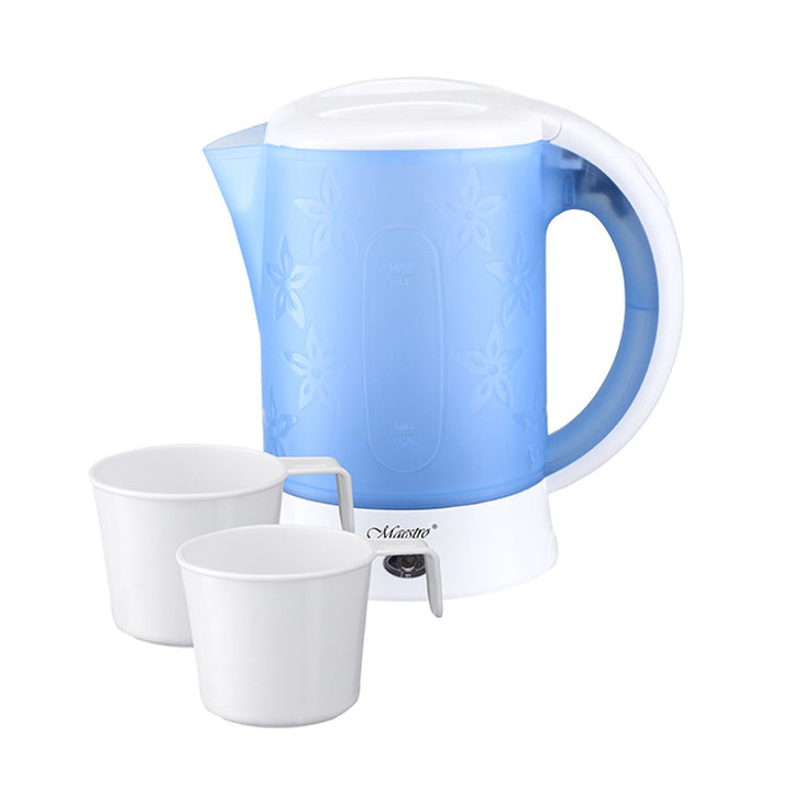 Maestro MR010 Electric Tourist Kettle + 2 Mugs Cup Compact Travel Overheating Protection 0.6L 600W