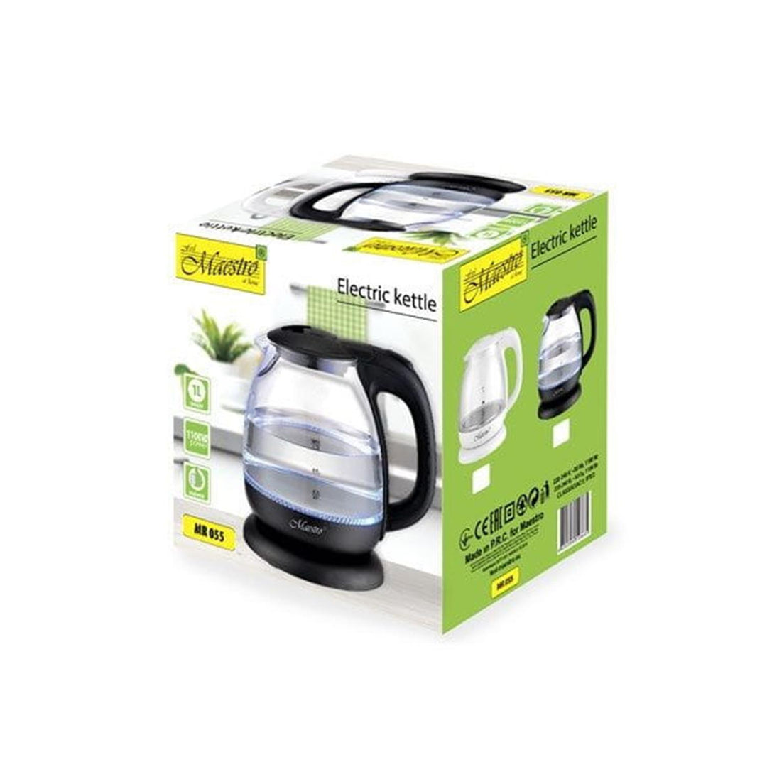 1L Maestro MR055 Glass Electric Water Kettle - Illuminated