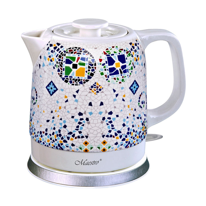 Maestro MR068 Ceramic Electric Kettle 1.5L Decorative Oriental Mosaic Pattern Auto Switch Off Overheating Protection