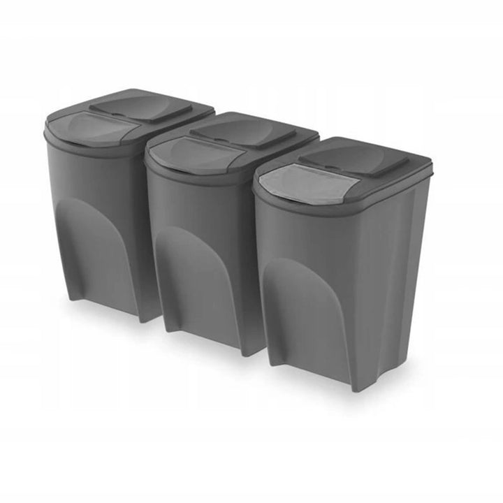 Sortibox 3x35L grey recycling garbage can set