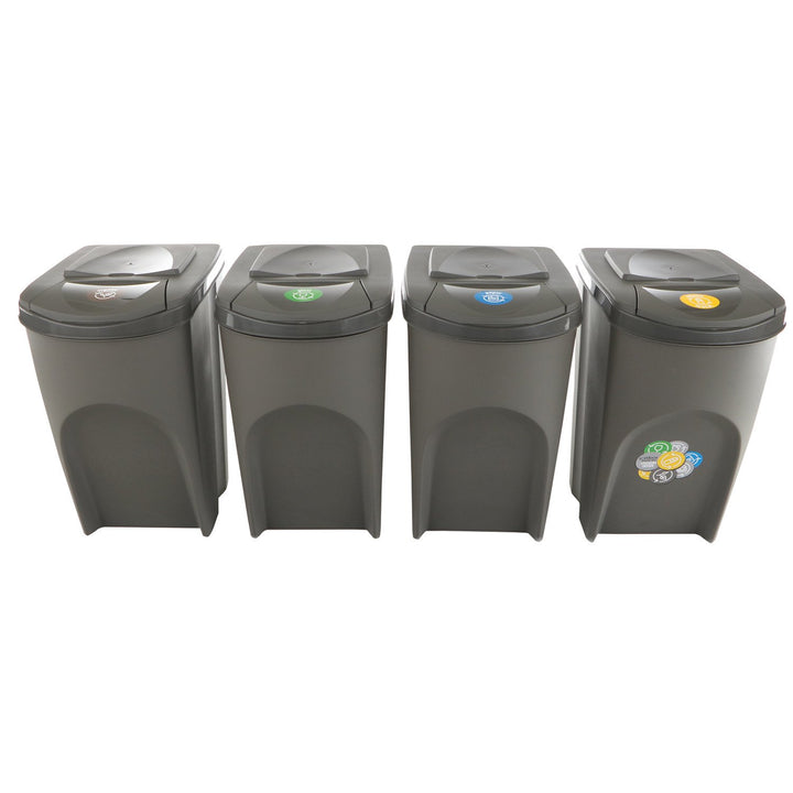 Sortibox 3x20L Gray Recycling Bin Set ISWB20S3 - Efficient Waste Sorting Solution