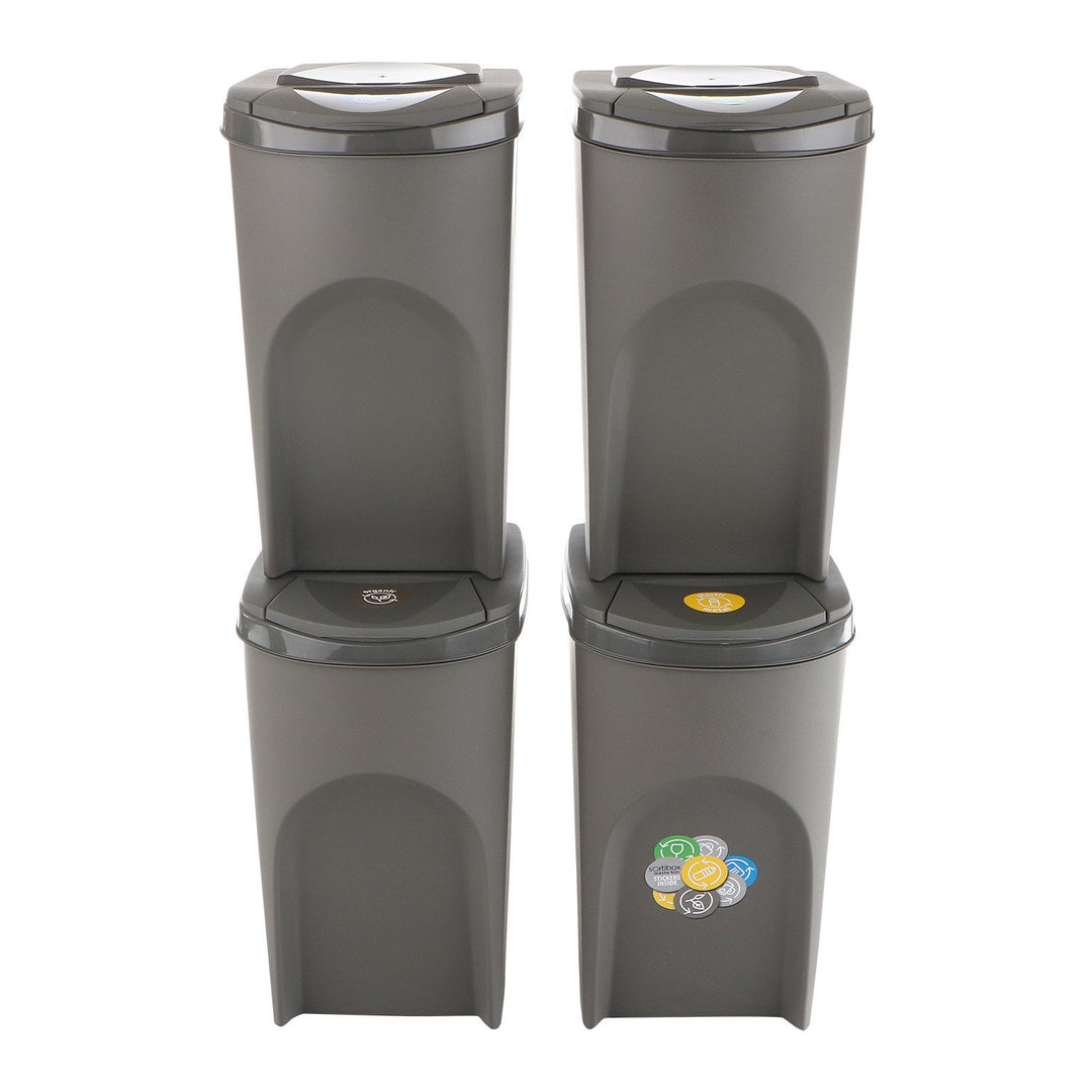 Sortibox 3x20L Gray Recycling Bin Set ISWB20S3 - Efficient Waste Sorting Solution