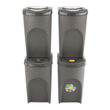 Prosperplast Sortibox 4x 35L Set of Sorting Recycling Bins - Grey
