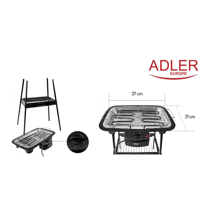 Adler AD 6602 2in1 BBQ Leictreach &amp; Grill Tábla 2400W le Seastán Gairdín