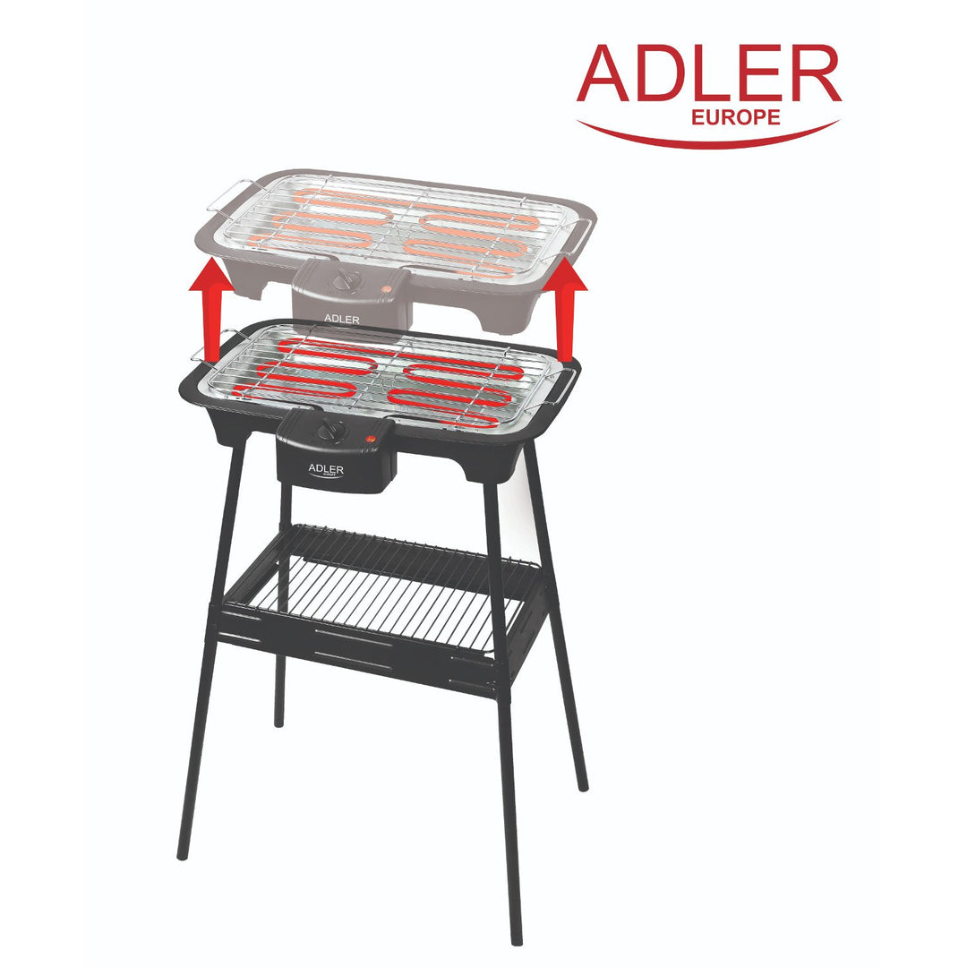 Adler AD 6602 2in1 BBQ Leictreach &amp; Grill Tábla 2400W le Seastán Gairdín