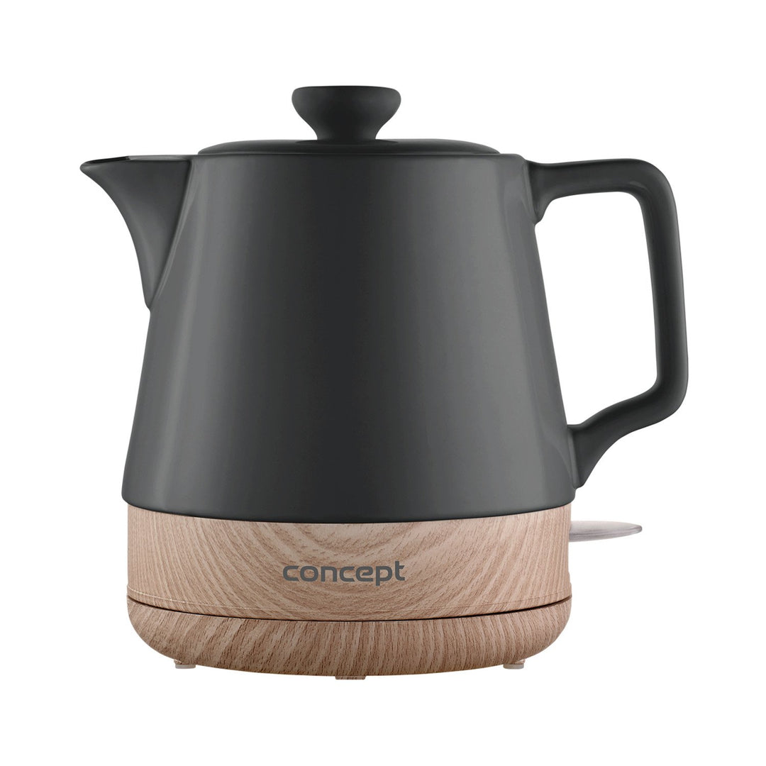 Concept RK0062 ceramic electric kettle, 1.0 liter capacity, anthracite plus wood texture color